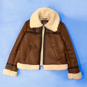 Levi's Women's Rancher Aviator Jacket, Brown Faux Shearling